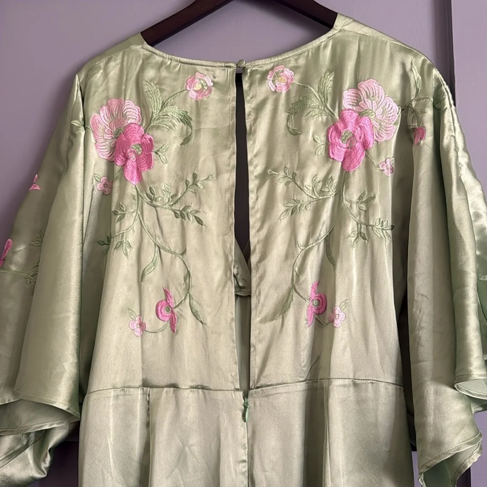 Green Floral Kimono Dress - Picture 4 of 6